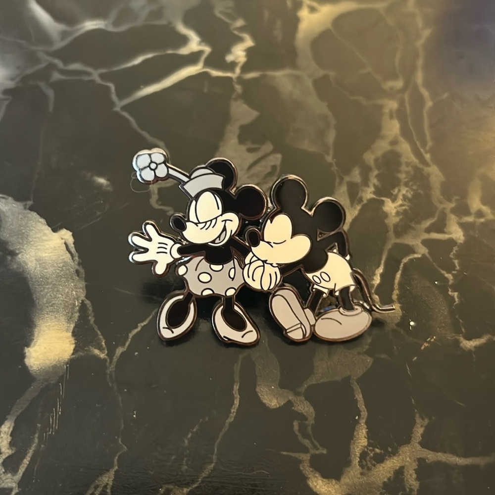 Disney Black and White Mickey and Minnie Trading Pin